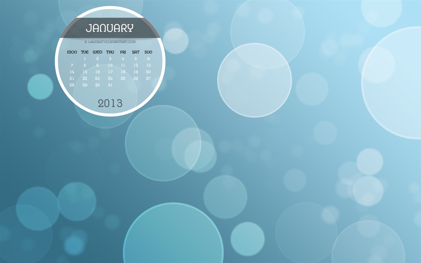 2013年1月 月历壁纸(一)9 - 1440x900