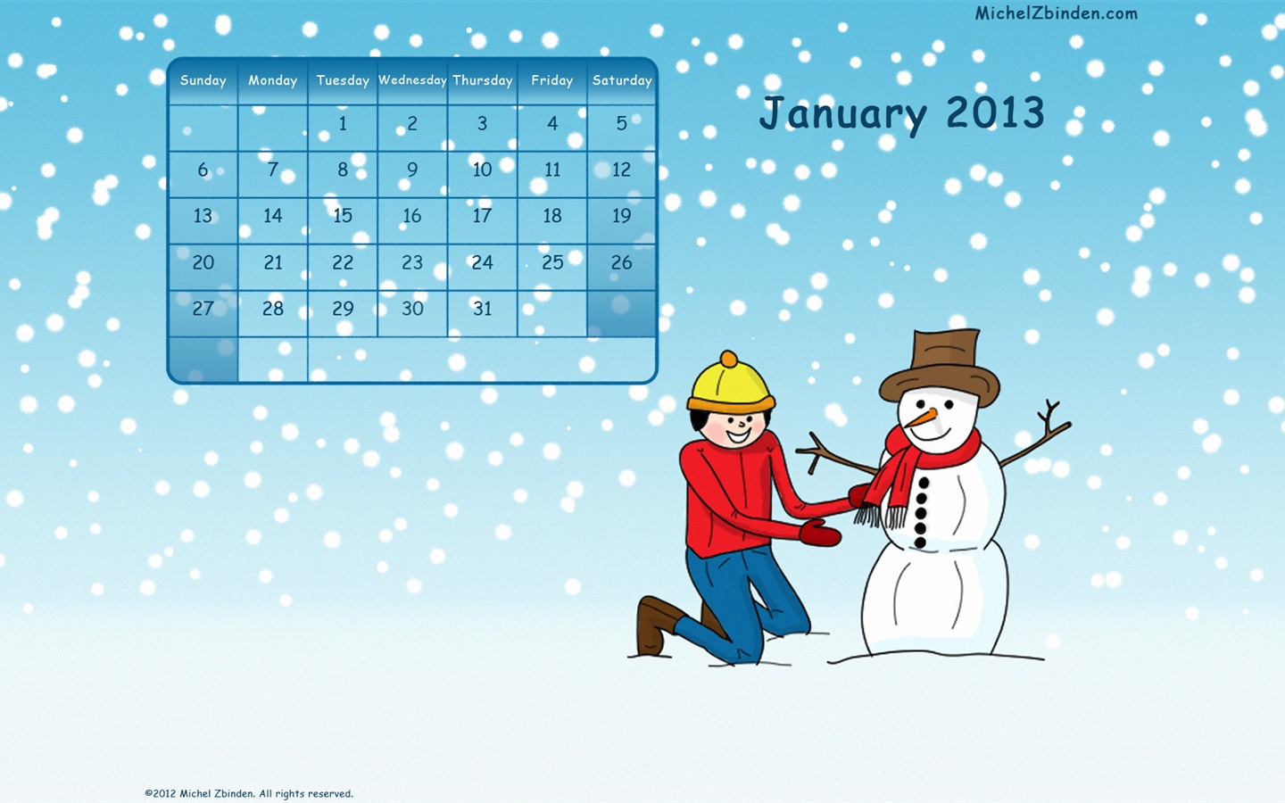 2013年1月 月曆壁紙(一) #10 - 1440x900