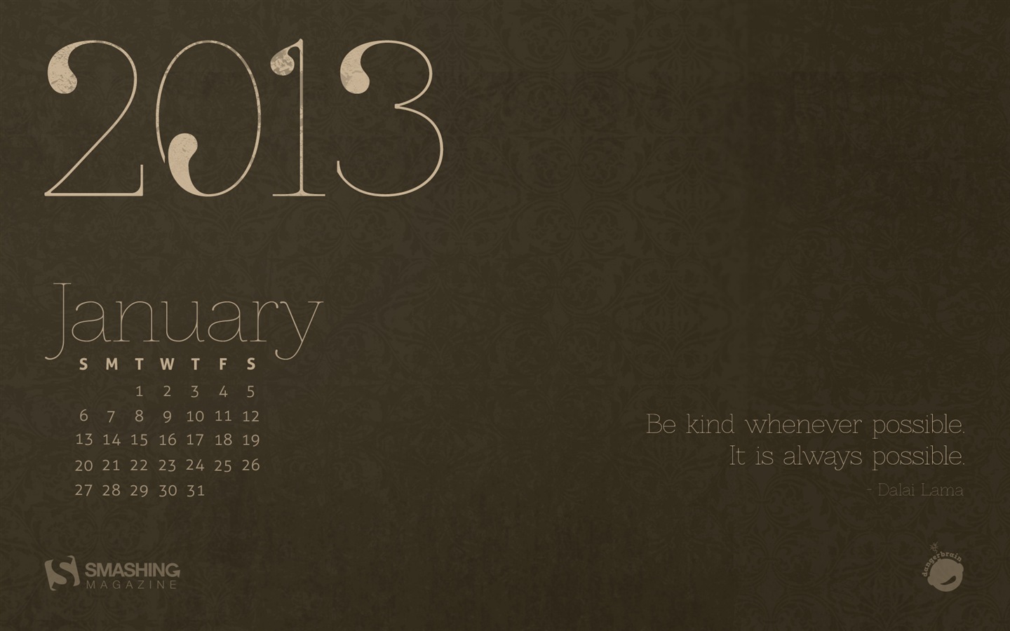 Janvier 2013 Calendrier fond d'écran (2) #7 - 1440x900