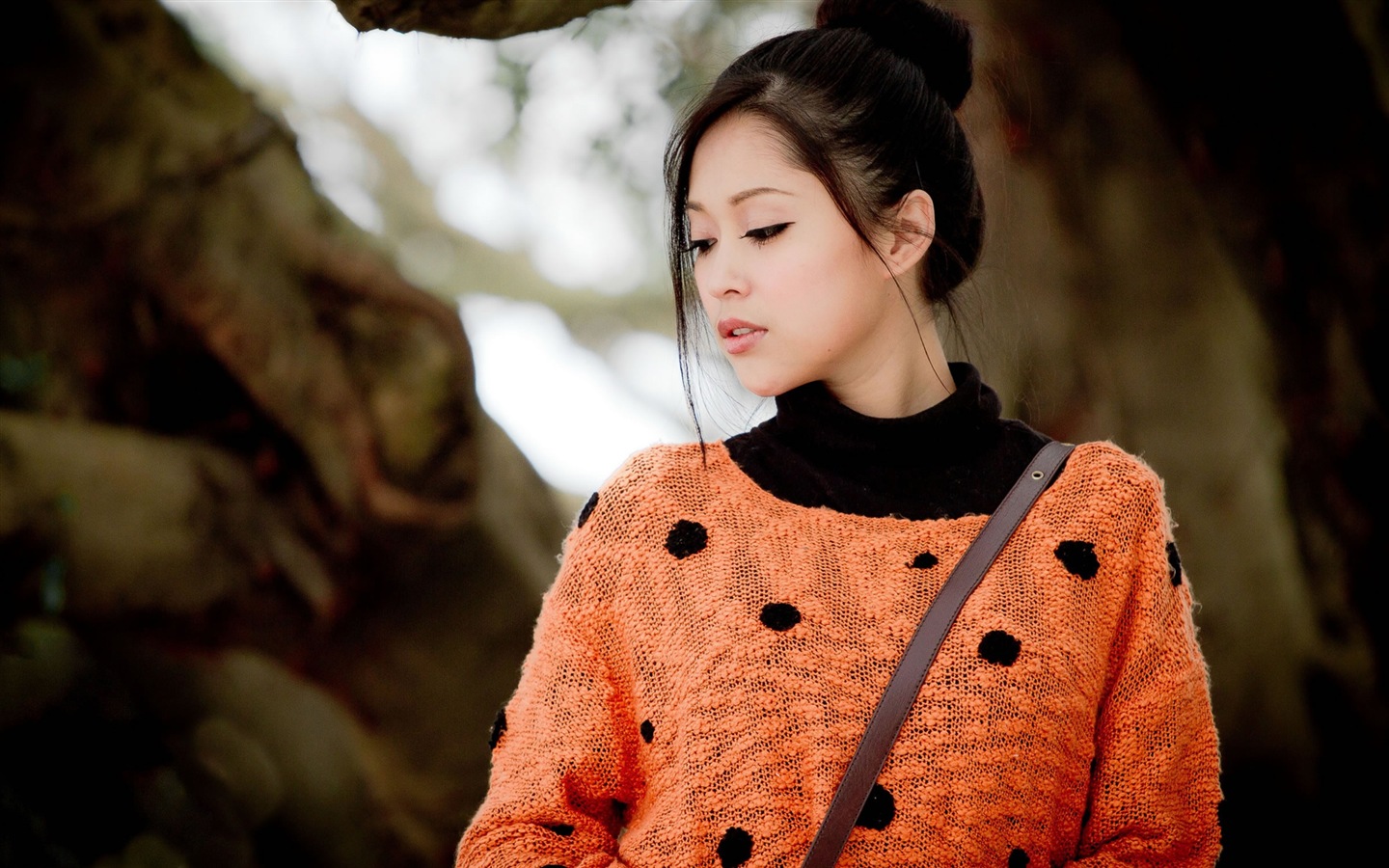 신선한 아름다운 소녀 겨울 사진 HD 벽지 #1 - 1440x900