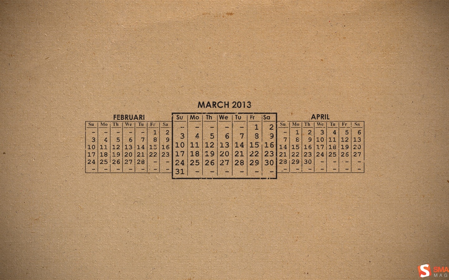 März 2013 Kalender Wallpaper (2) #6 - 1440x900