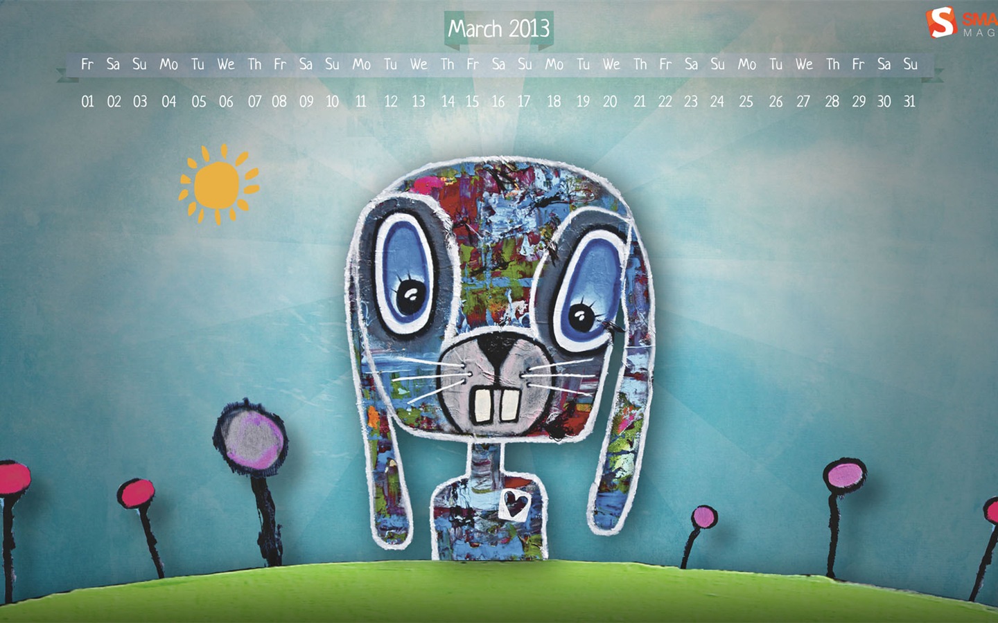 2013年3月 月曆壁紙(一) #1 - 1440x900