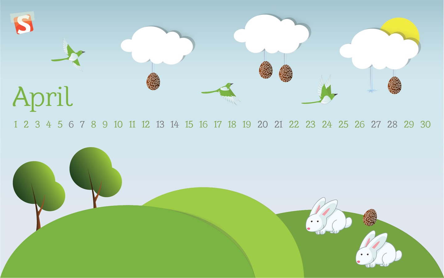 2013年4月 月曆壁紙(一) #25 - 1440x900