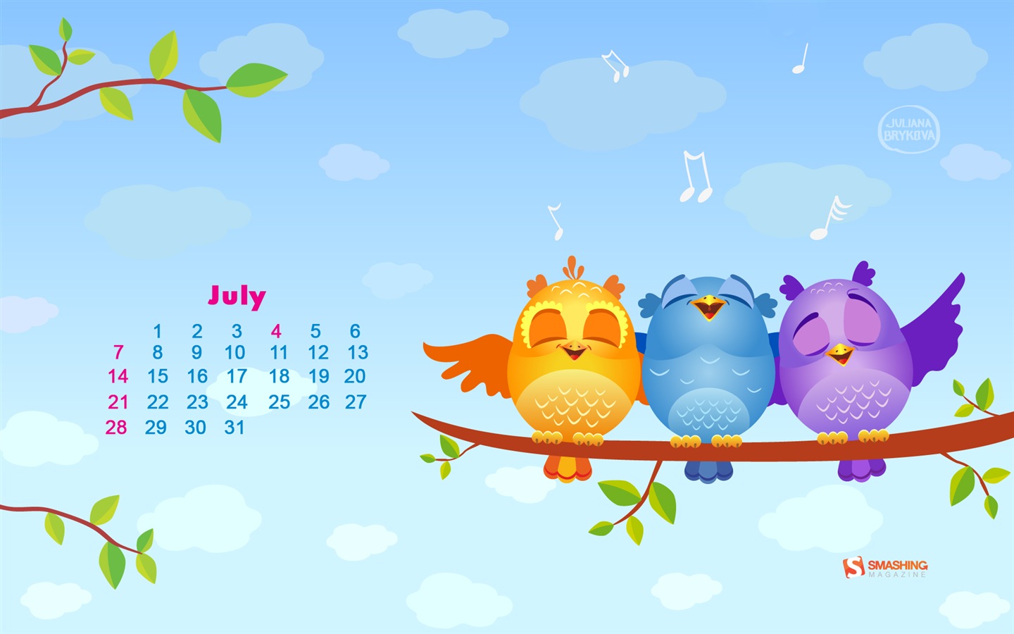 Juli 2013 Kalender Wallpaper (1) #14 - 1440x900