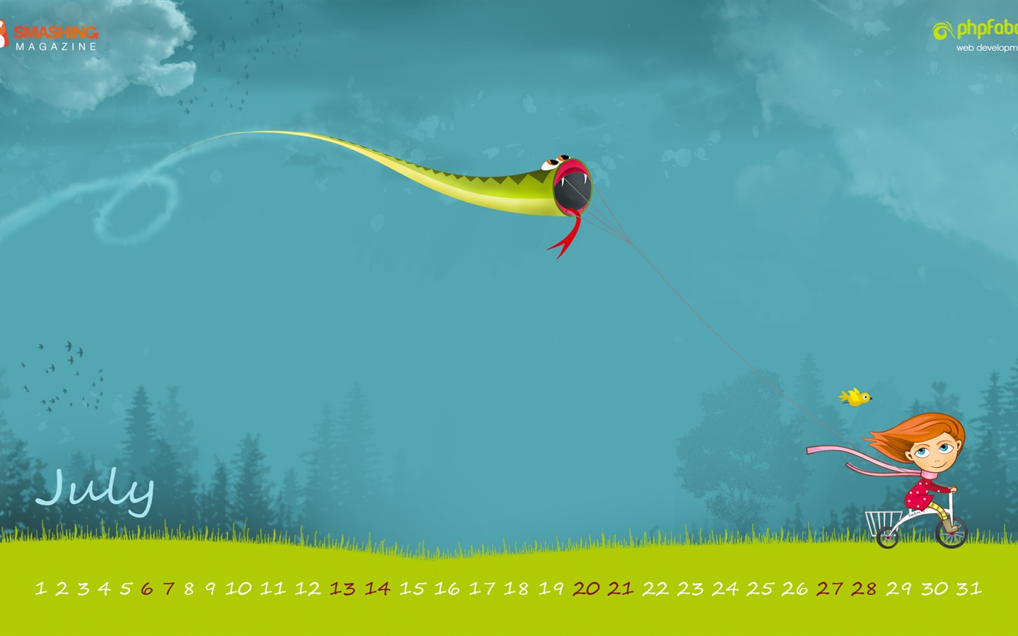 2013年7月 月曆壁紙(一) #19 - 1440x900