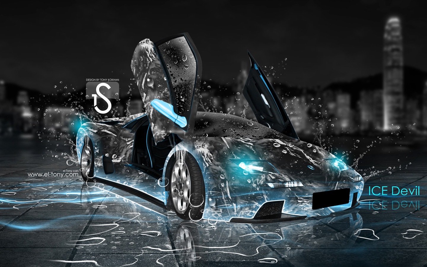 물 방울 스플래시, 아름다운 차 크리 에이 티브 디자인 배경 화면 #1 - 1440x900