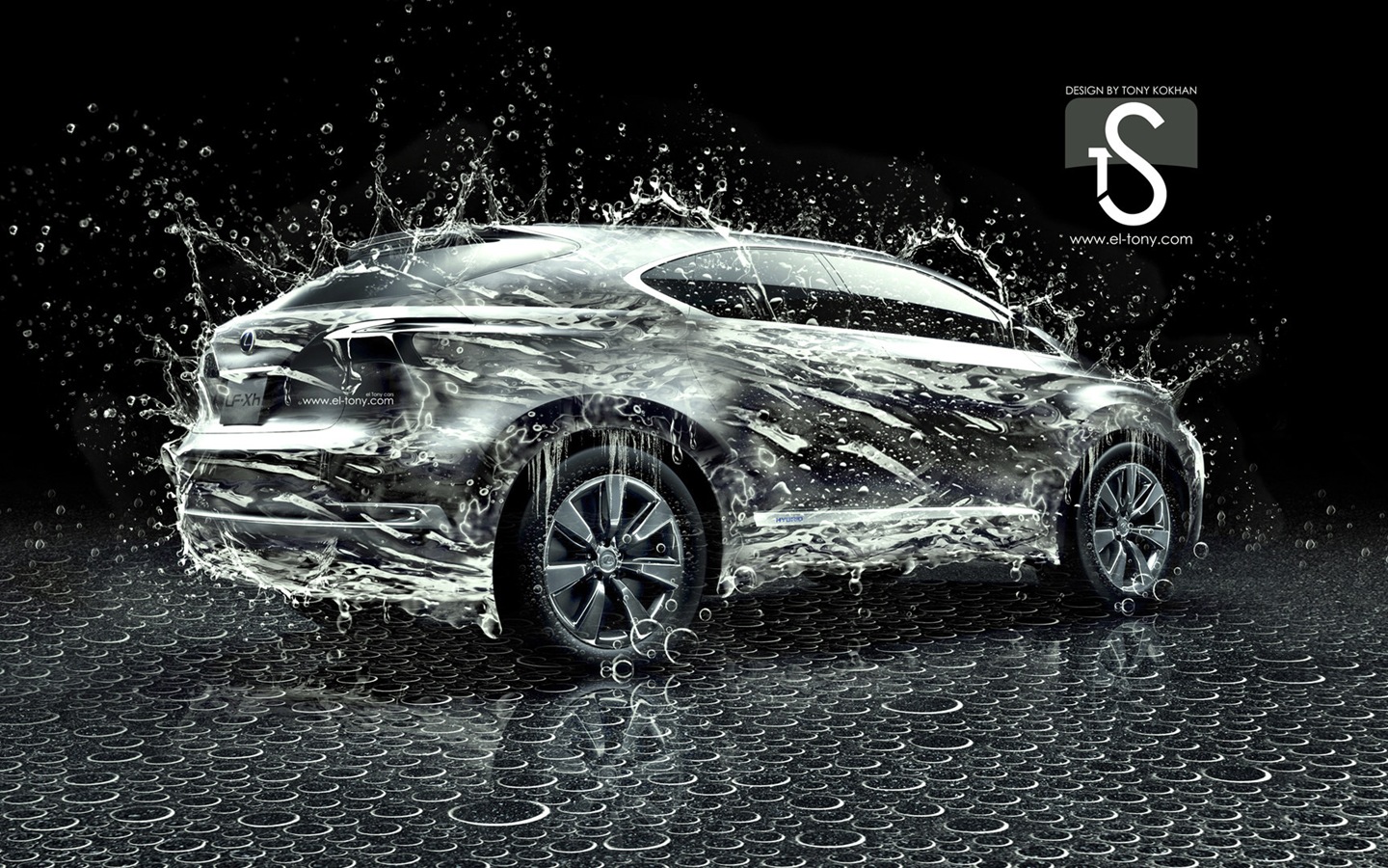 Water drops splash, beautiful car creative design wallpaper #8 - 1440x900