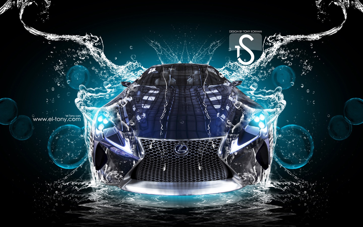 Water drops splash, beautiful car creative design wallpaper #14 - 1440x900