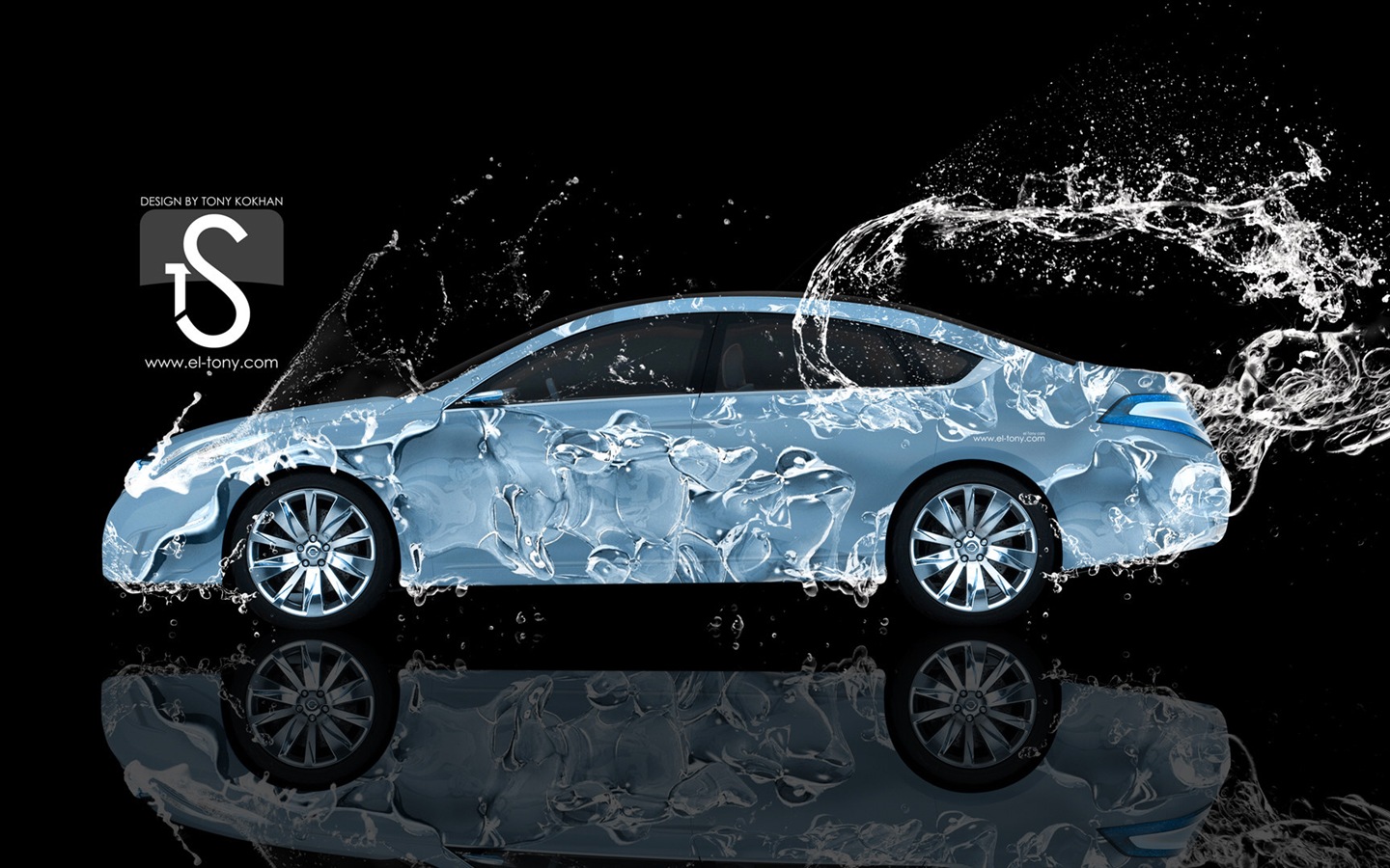 Water drops splash, beautiful car creative design wallpaper #15 - 1440x900