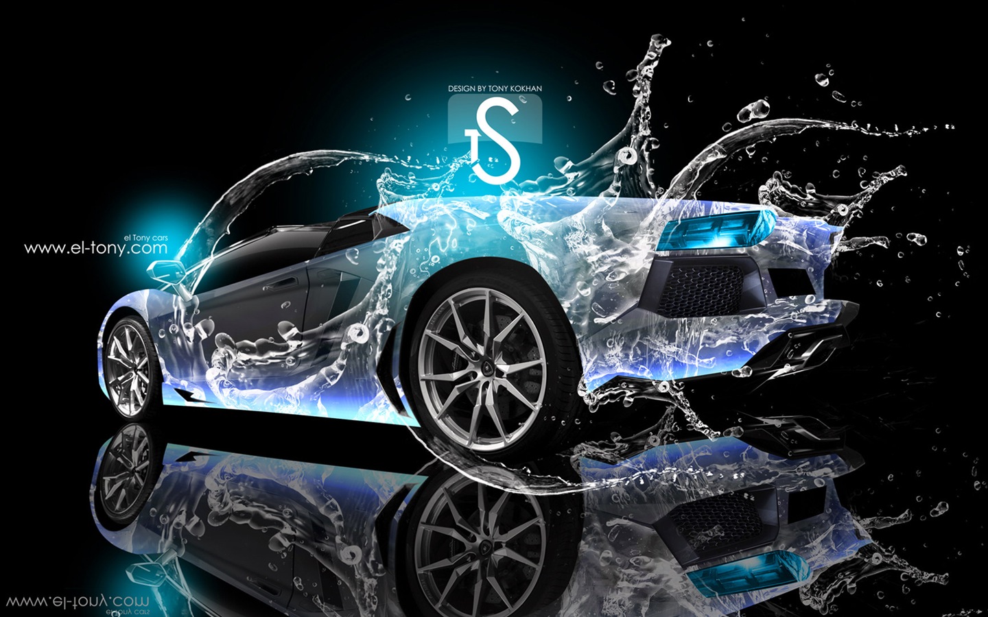 Water drops splash, beautiful car creative design wallpaper #19 - 1440x900