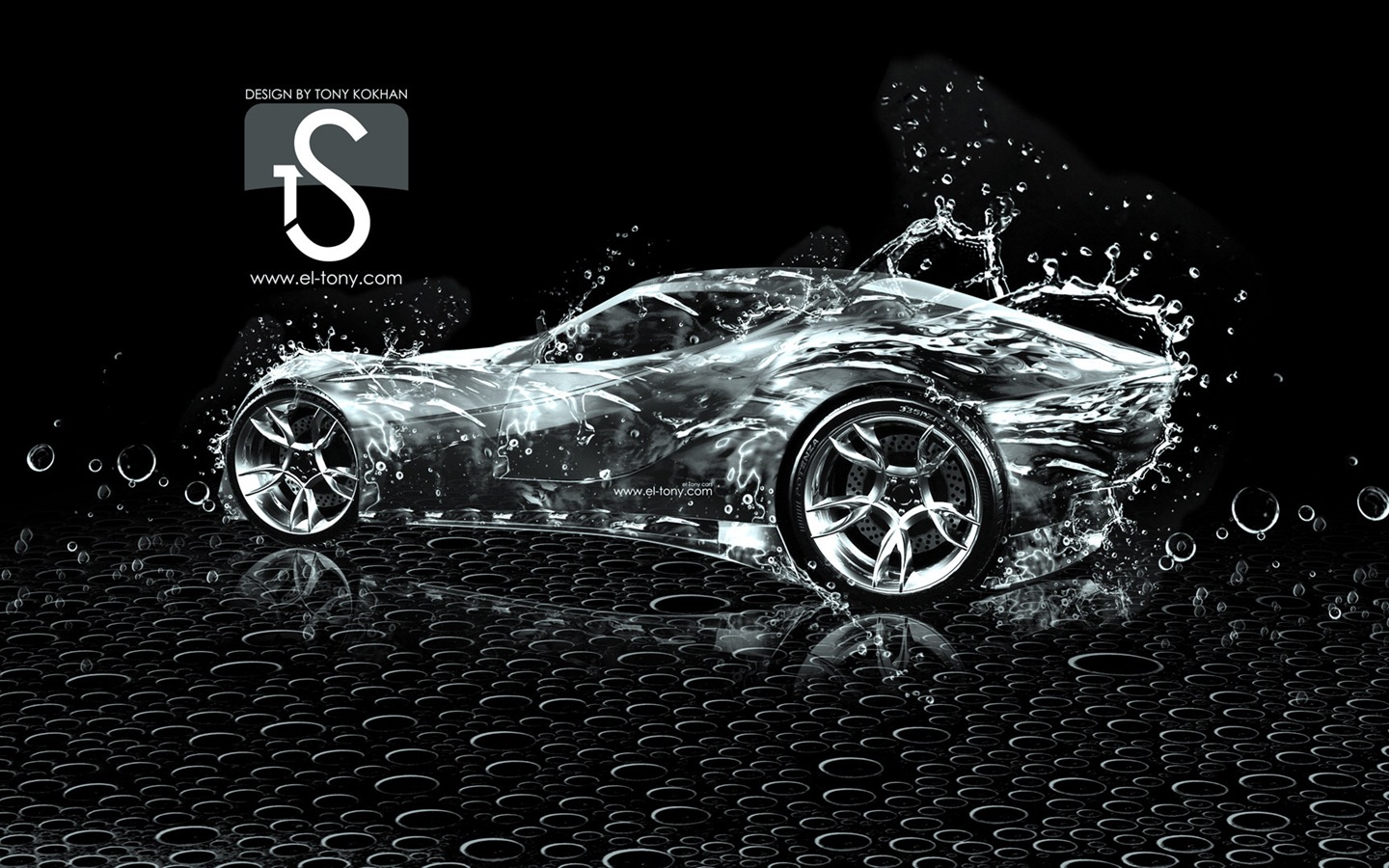 물 방울 스플래시, 아름다운 차 크리 에이 티브 디자인 배경 화면 #25 - 1440x900