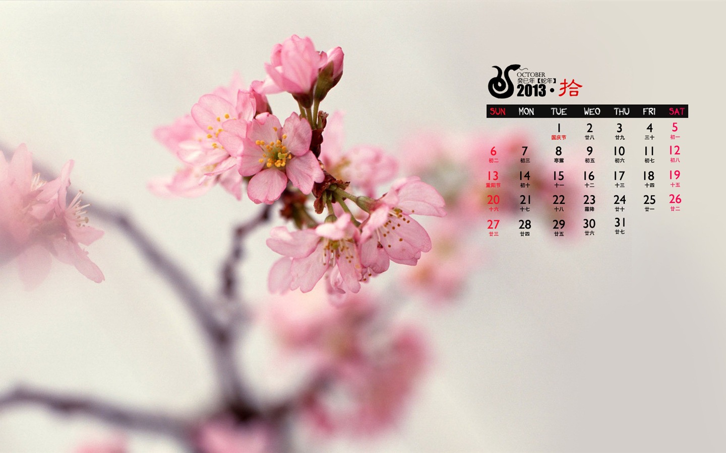 2013年10月 月曆壁紙(一) #8 - 1440x900