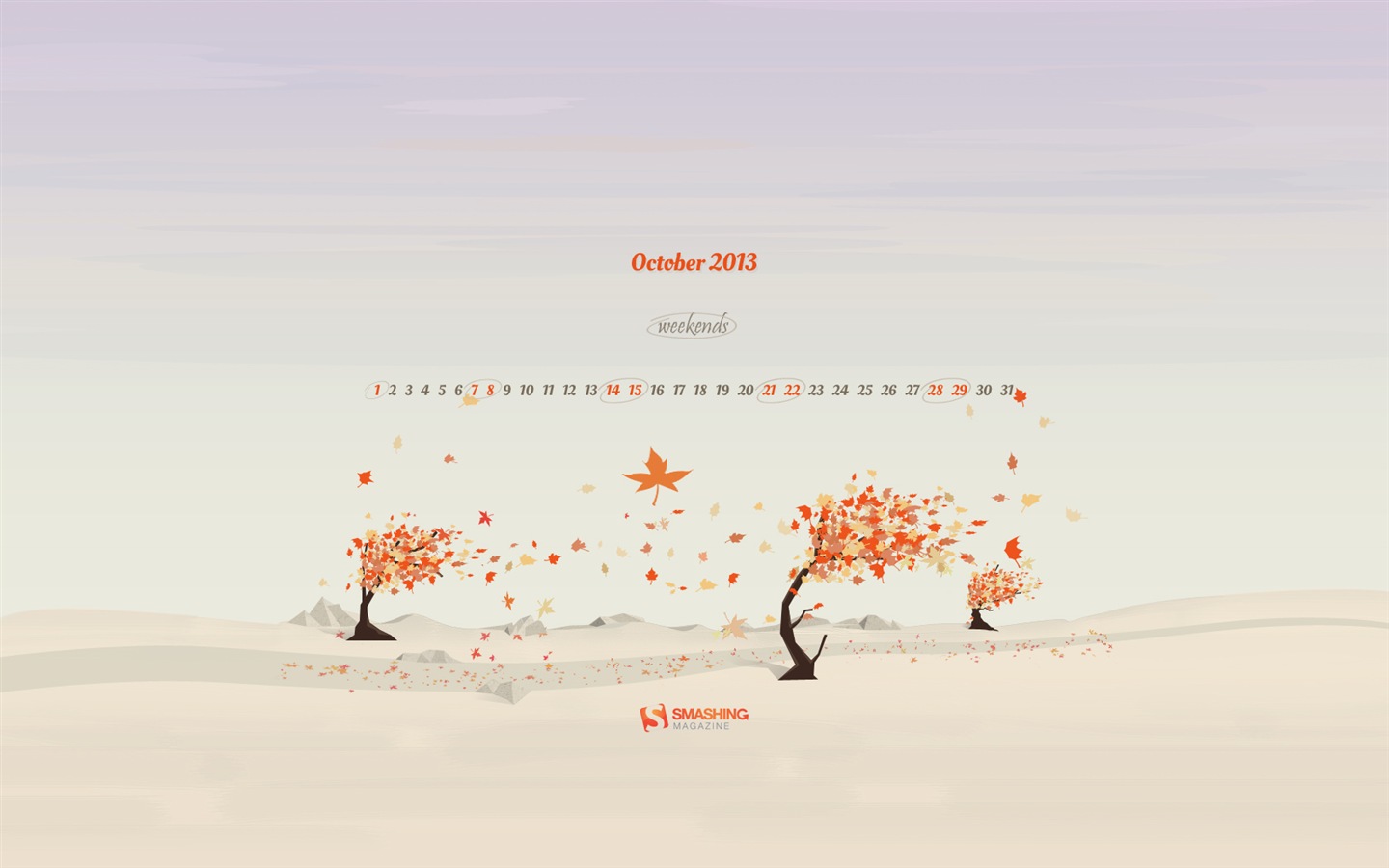 2013年10月カレンダー壁紙（2） #10 - 1440x900