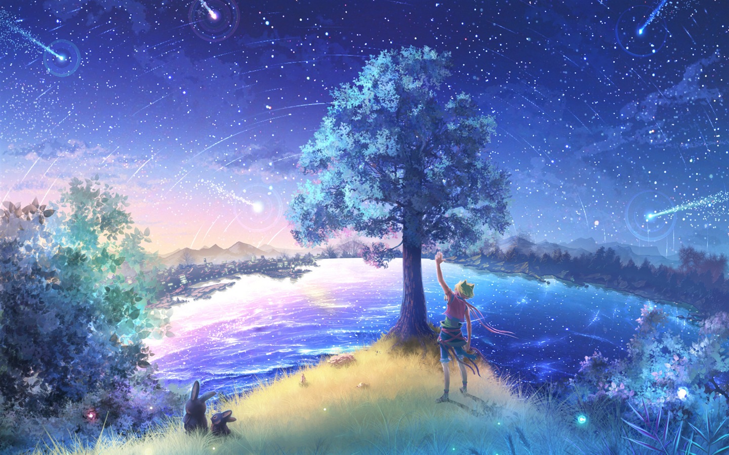 světluška léto krásný anime tapety #14 - 1440x900