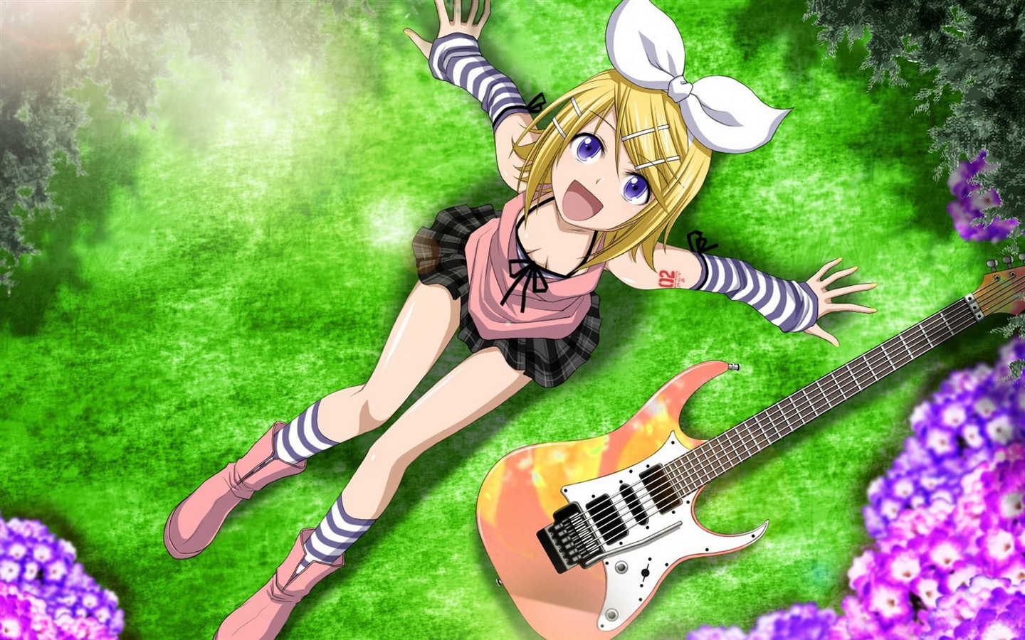 Hudební kytara Anime girl HD tapety na plochu #15 - 1440x900