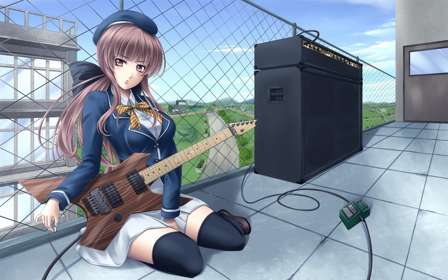 Hudební kytara Anime girl HD tapety na plochu #17 - 1440x900