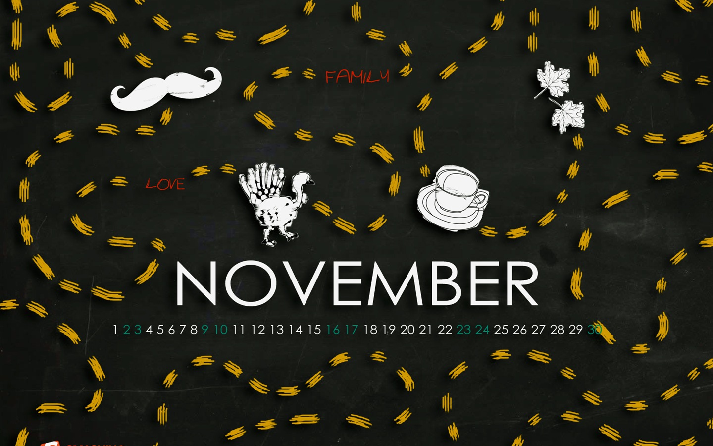 Novembre 2013 Calendar Wallpaper (2) #10 - 1440x900