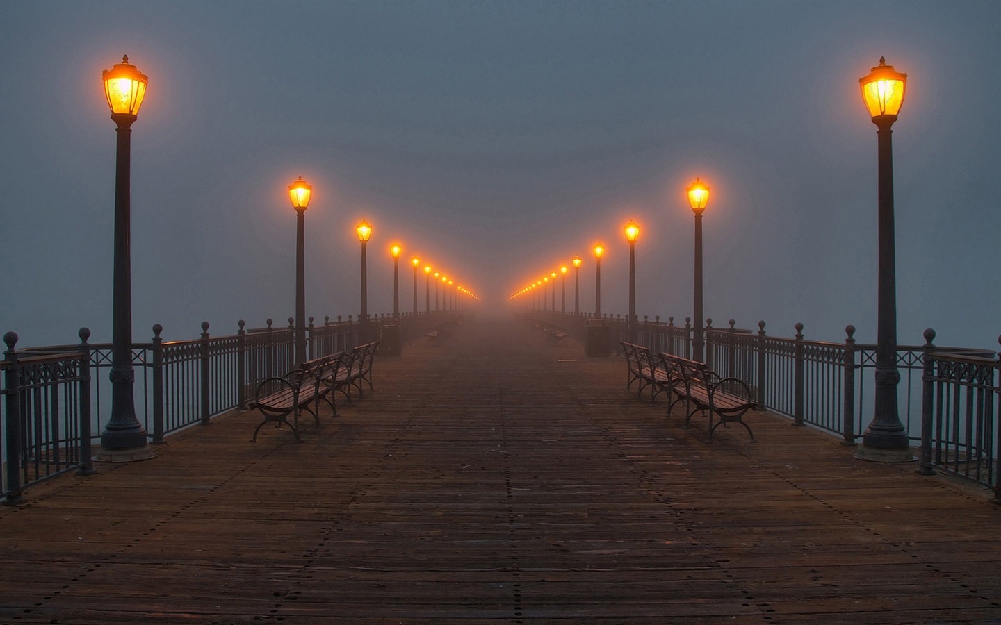 Coast pier at dusk scenery HD wallpaper #10 - 1440x900