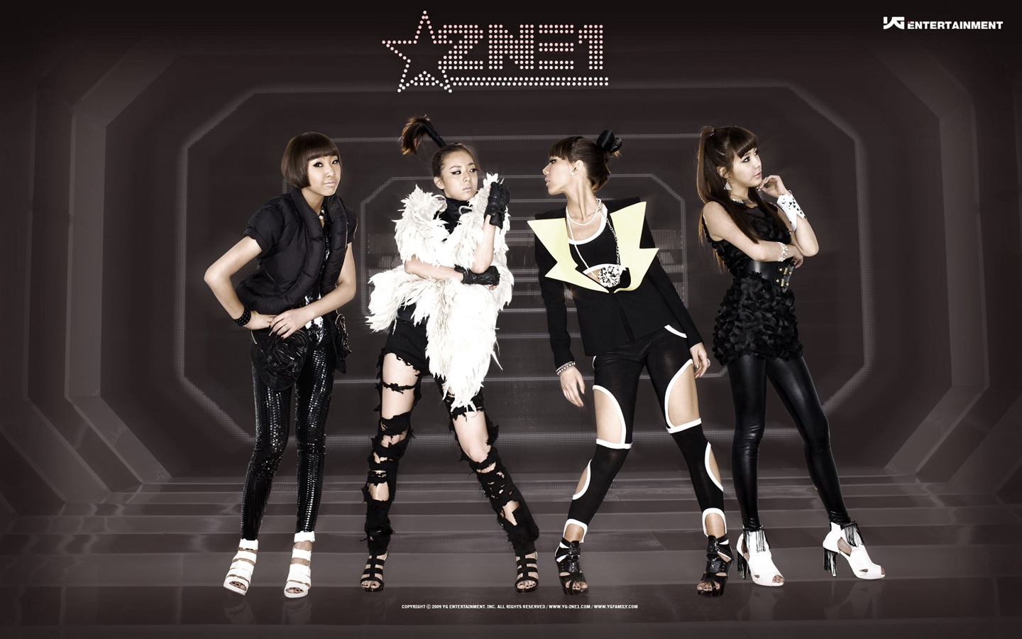 Korean music girls skupina 2NE1 HD tapety na plochu #11 - 1440x900