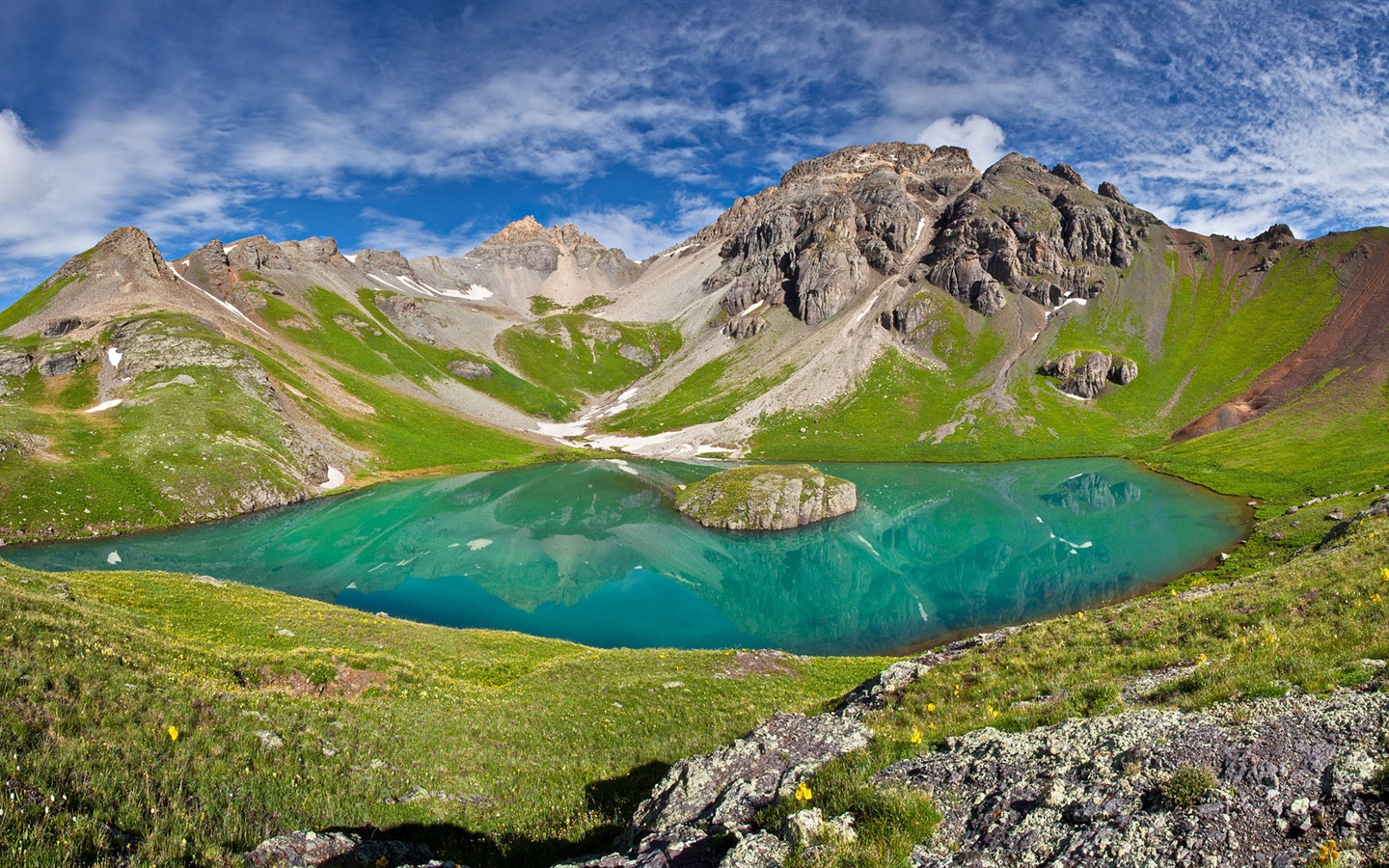 Sopečné jezero krajina HD tapety na plochu #3 - 1440x900