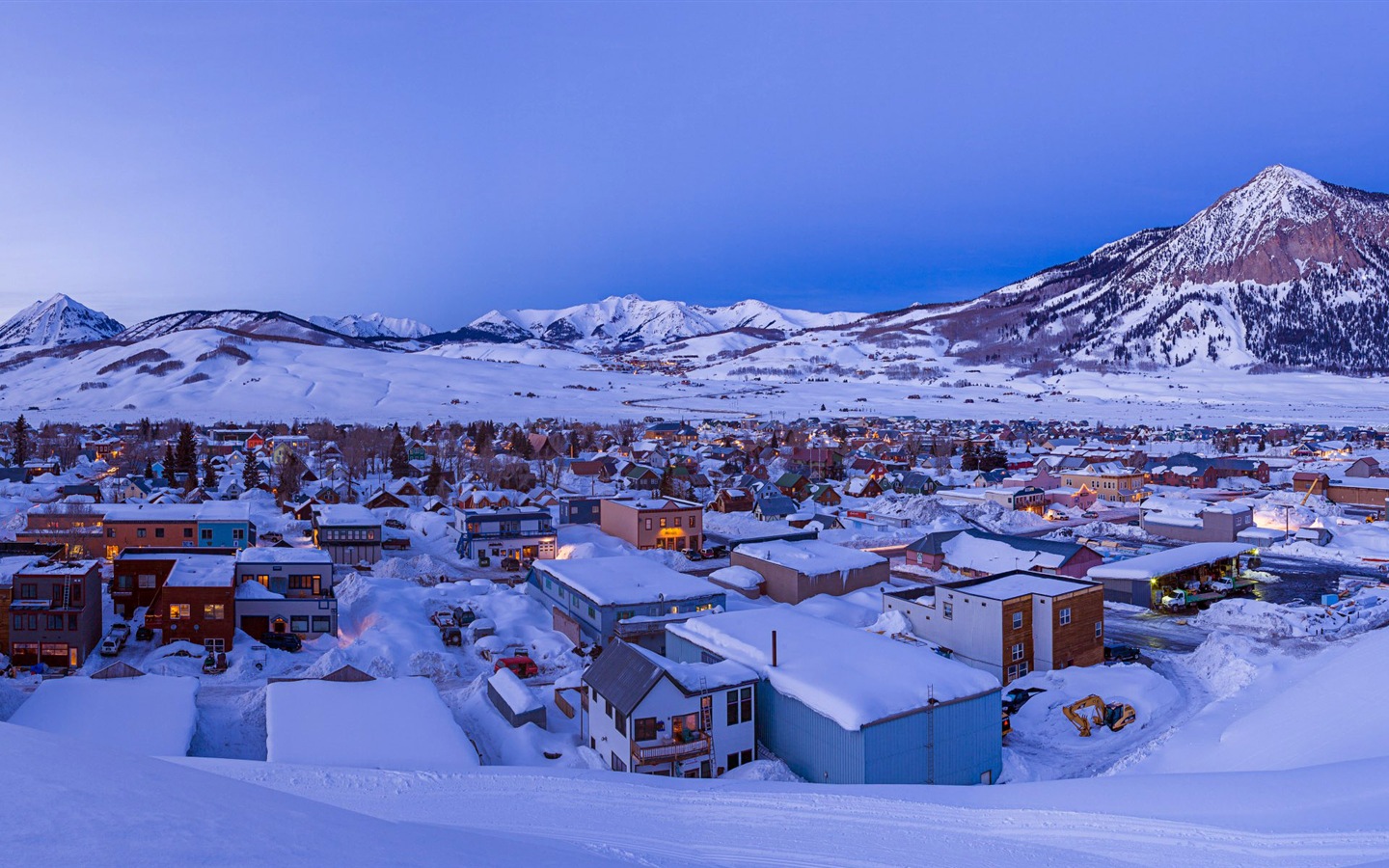 寒冷冬天美丽的雪景，Windows 8 全景宽屏壁纸4 - 1440x900