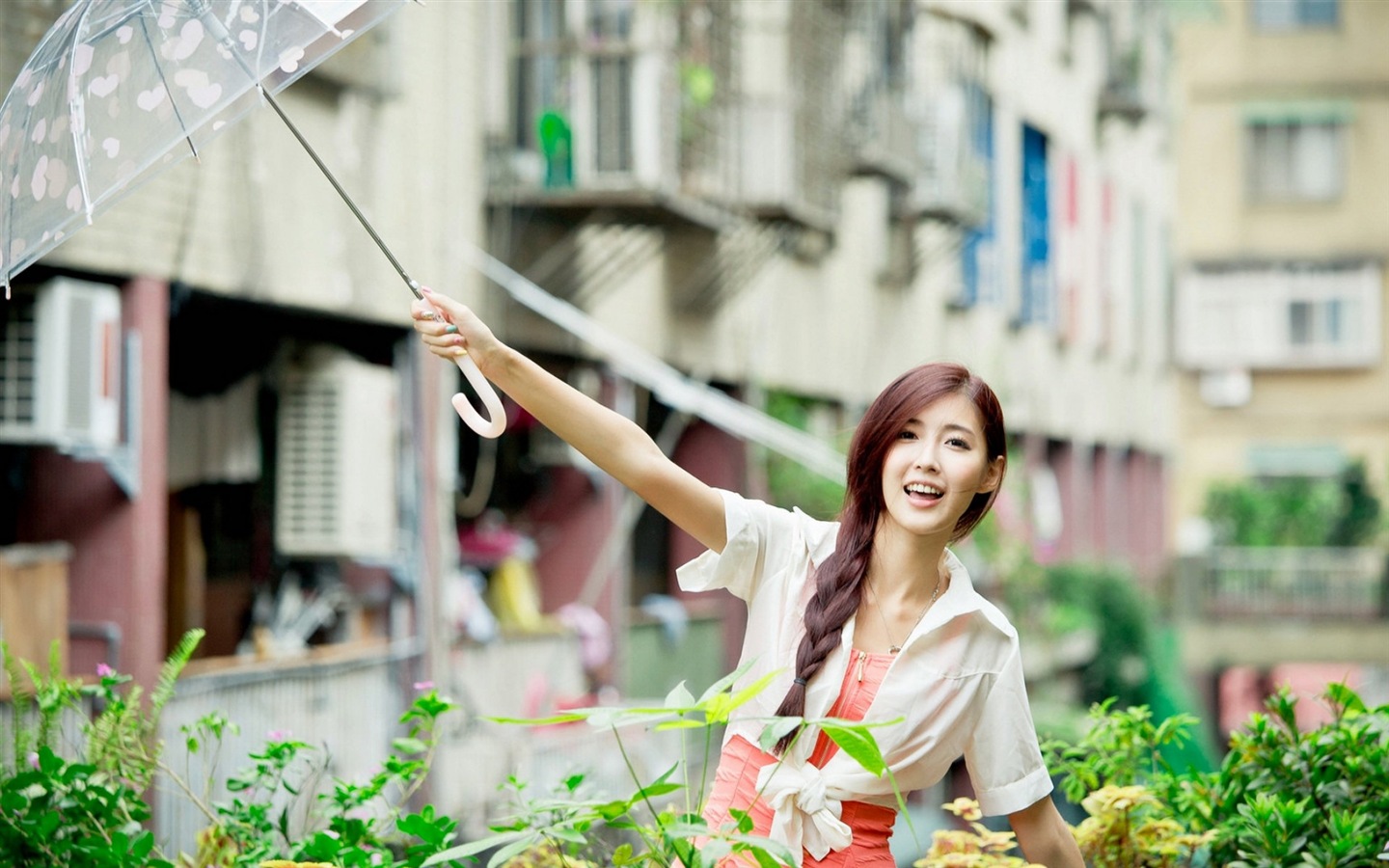 Rainy day pure girl HD wallpaper #6 - 1440x900
