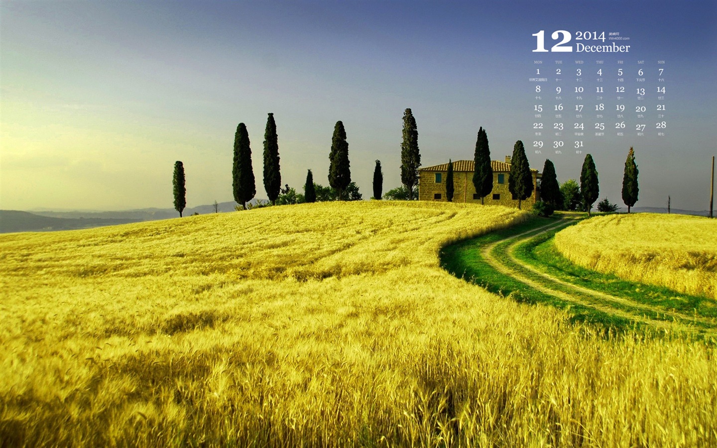 2014年12月 月曆壁紙(一) #9 - 1440x900