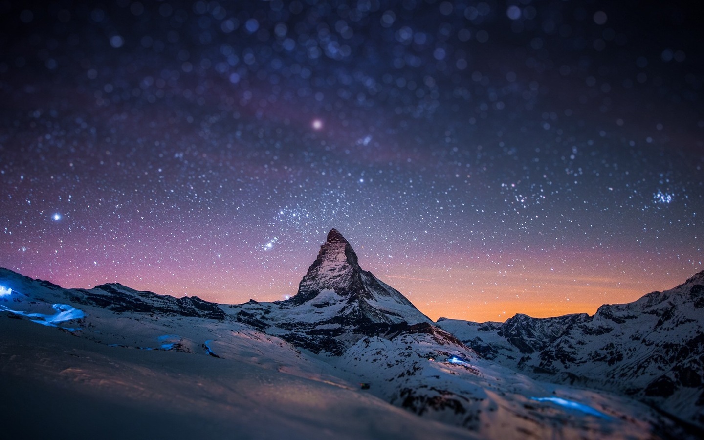 冬天的雪景，山，湖，樹木，道路高清壁紙 #19 - 1440x900
