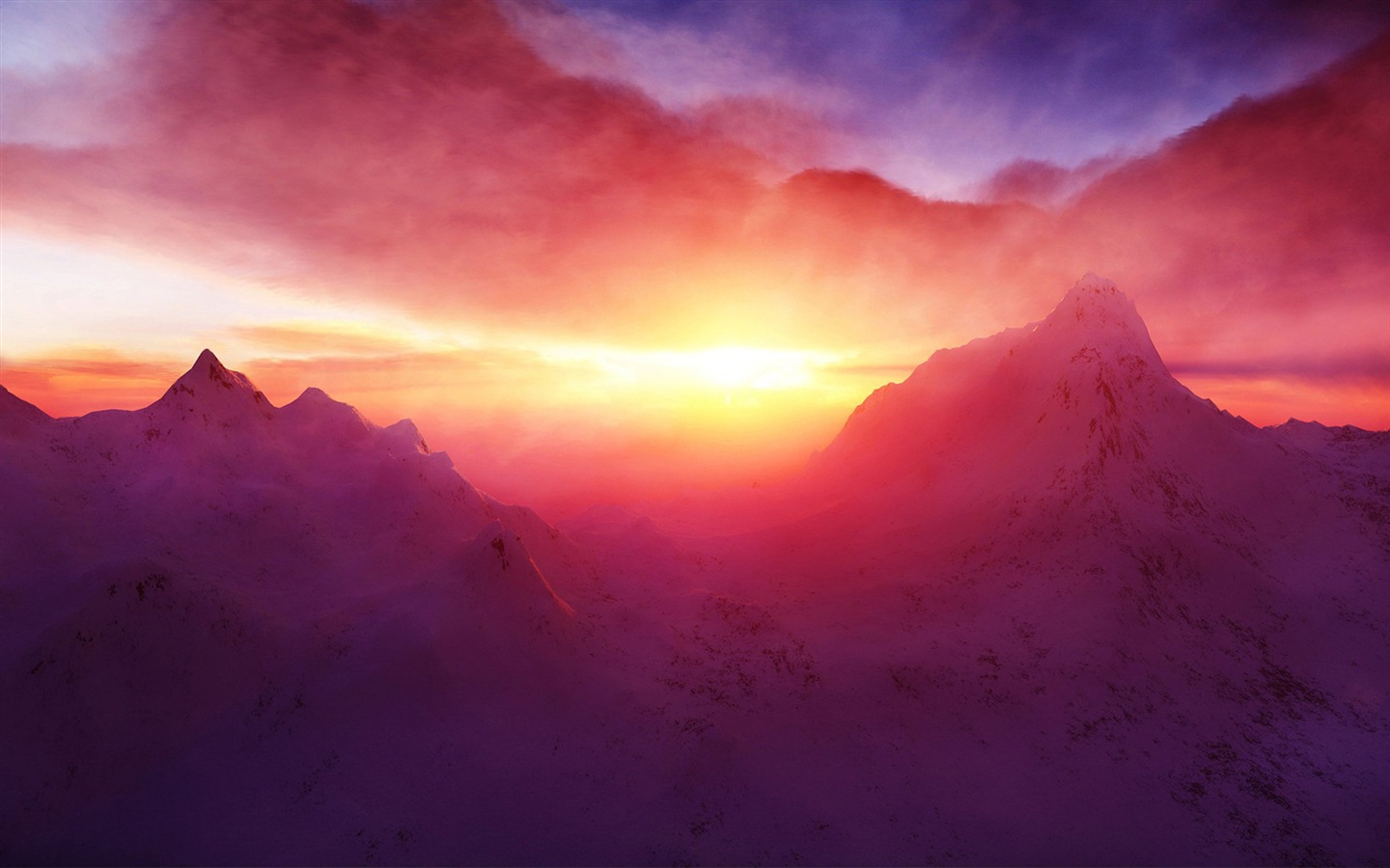 夕陽，藍天，大海，自然風景高清壁紙 #3 - 1440x900