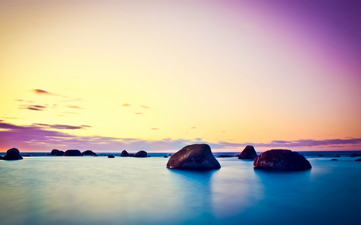 夕陽，藍天，大海，自然風景高清壁紙 #8 - 1440x900