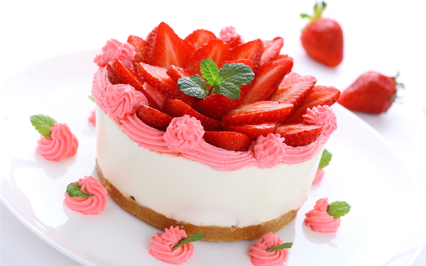 Delicioso pastel de fresas fondos de pantalla de alta definición #14 - 1440x900