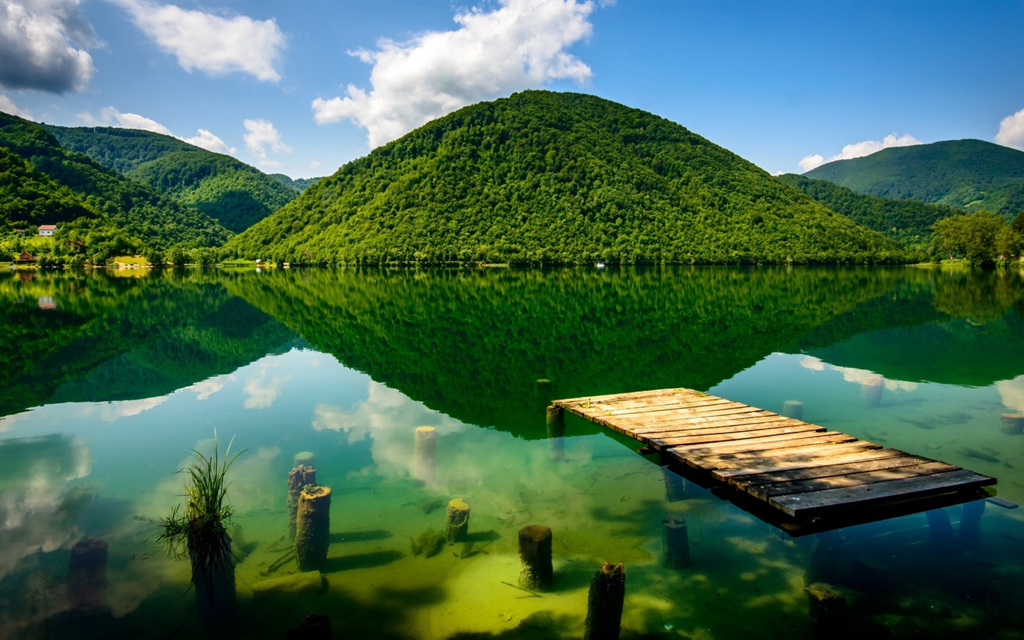 湖與木橋黃昏美景 高清壁紙 #16 - 1440x900