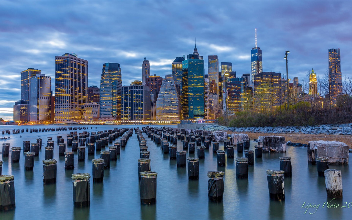 뉴욕의 엠파이어 스테이트 빌딩, 도시의 밤 HD 배경 화면 #2 - 1440x900