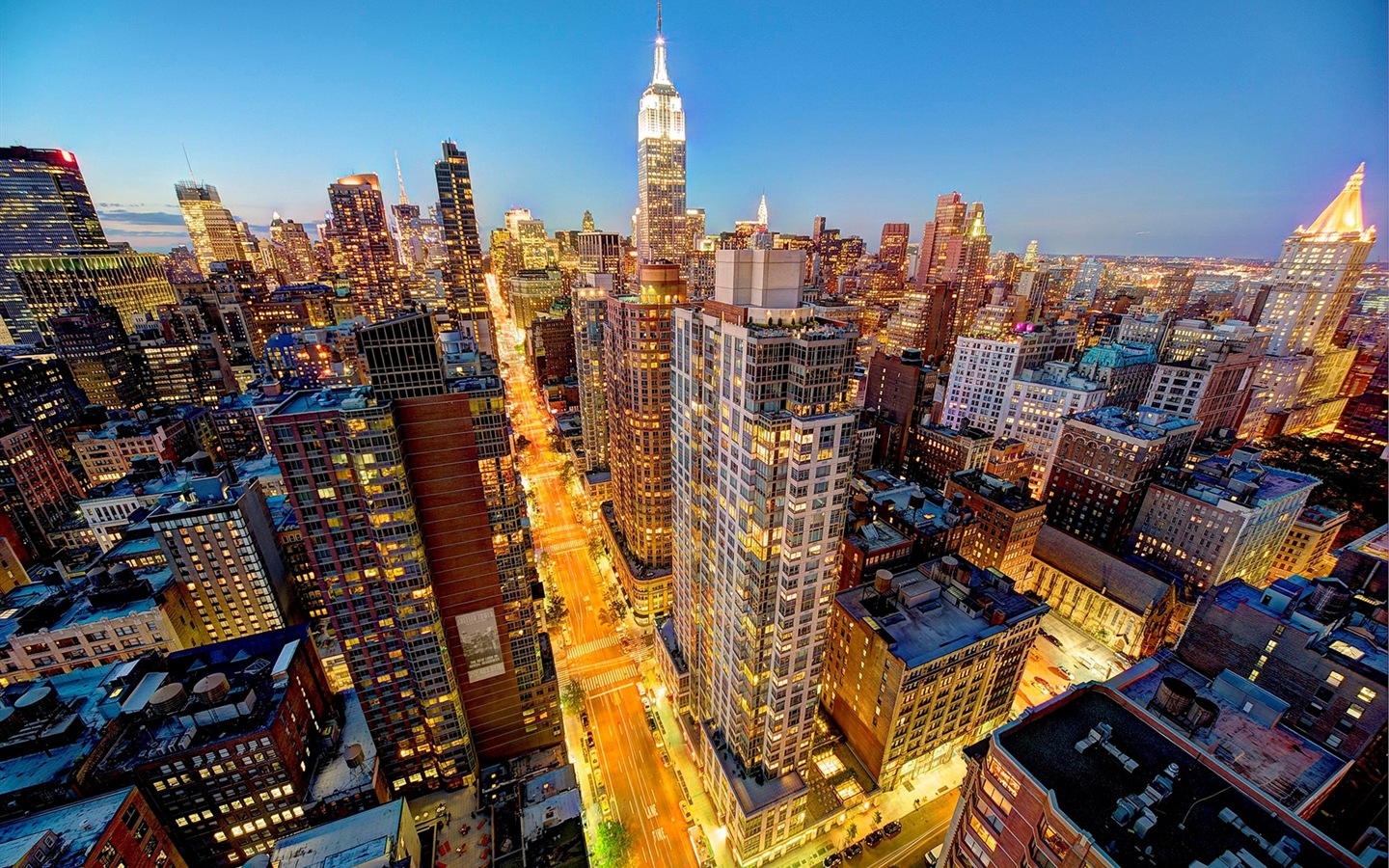 뉴욕의 엠파이어 스테이트 빌딩, 도시의 밤 HD 배경 화면 #10 - 1440x900