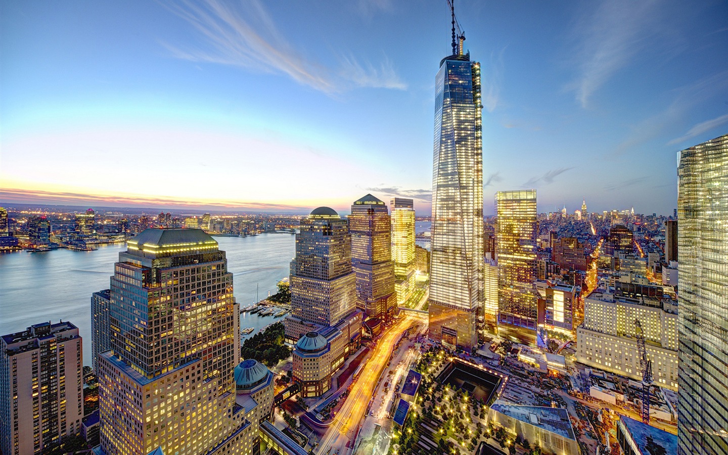 뉴욕의 엠파이어 스테이트 빌딩, 도시의 밤 HD 배경 화면 #12 - 1440x900