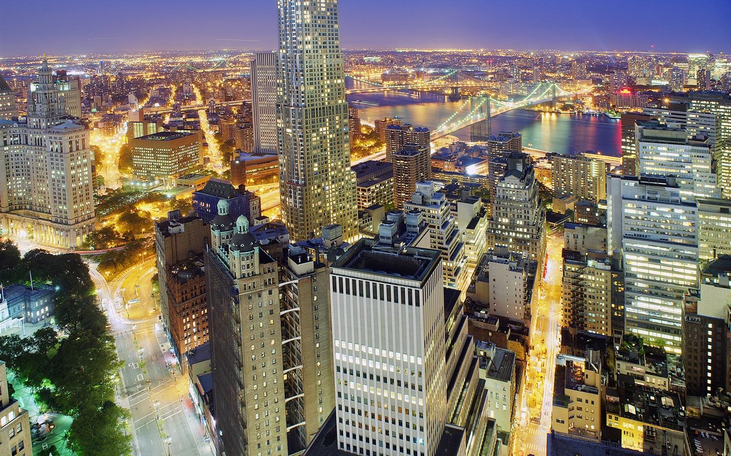 Empire State Building à New York, ville la nuit fonds d'écran HD #16 - 1440x900