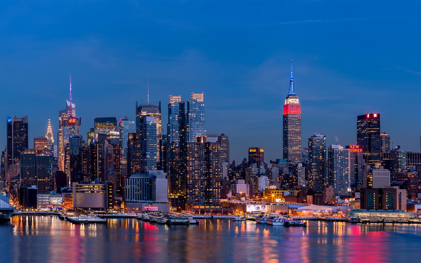 뉴욕의 엠파이어 스테이트 빌딩, 도시의 밤 HD 배경 화면 #20 - 1440x900