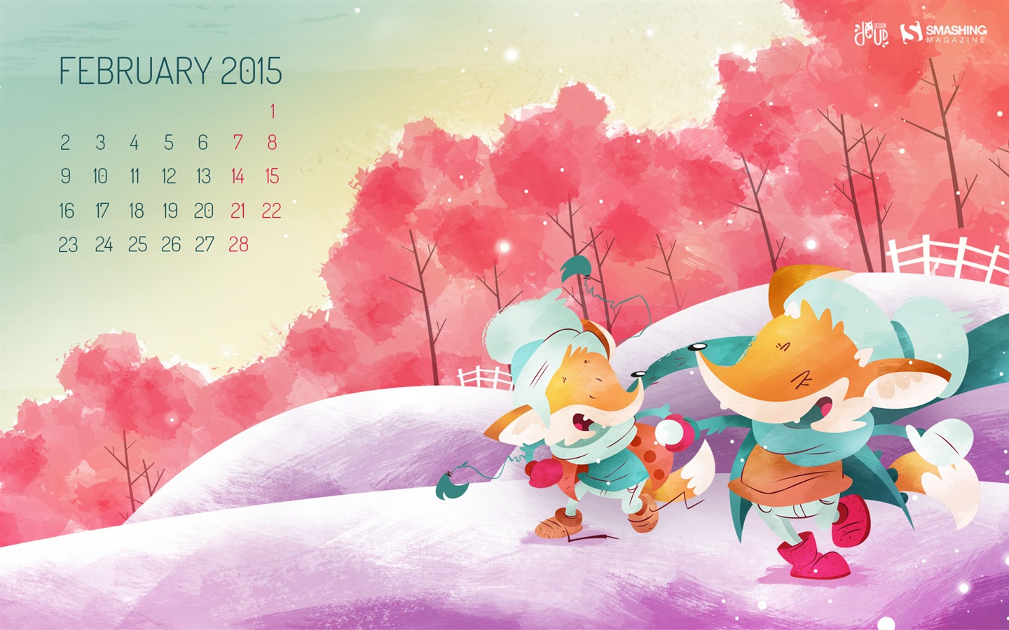 2015年2月 月历壁纸(二)1 - 1440x900