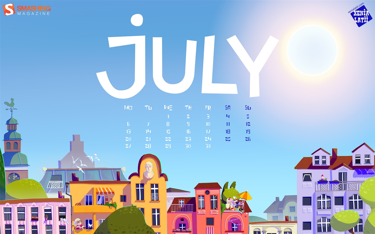 Juillet 2015 papier peint de calendrier (2) #1 - 1440x900