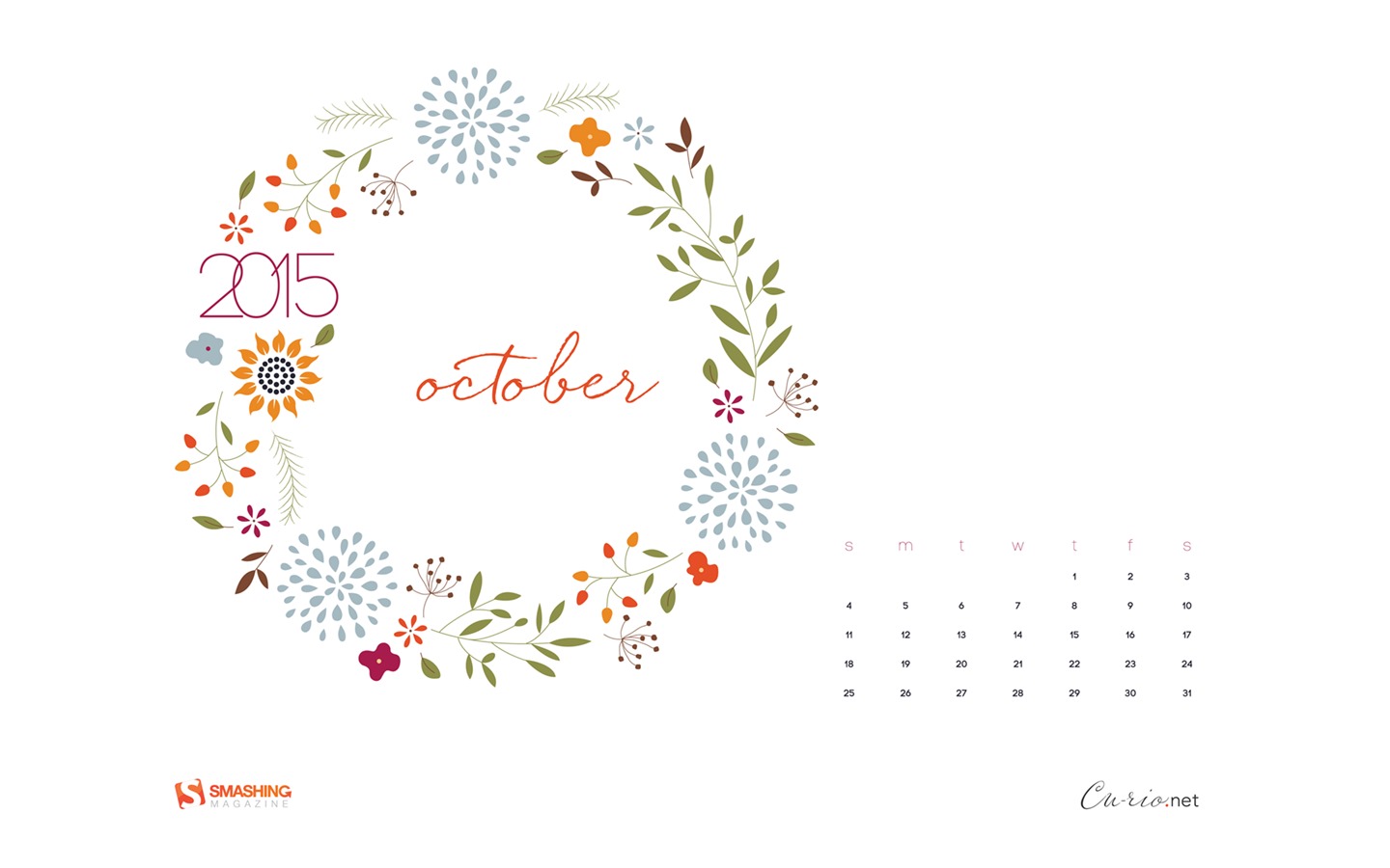 2015年10月カレンダー壁紙（2） #11 - 1440x900