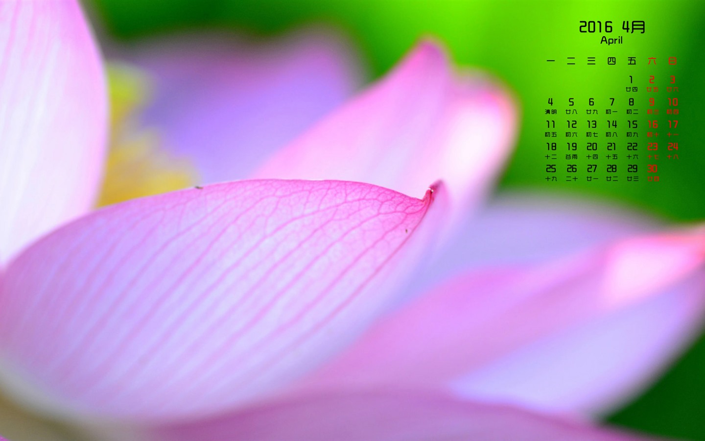 2016年4月 月曆壁紙(一) #18 - 1440x900