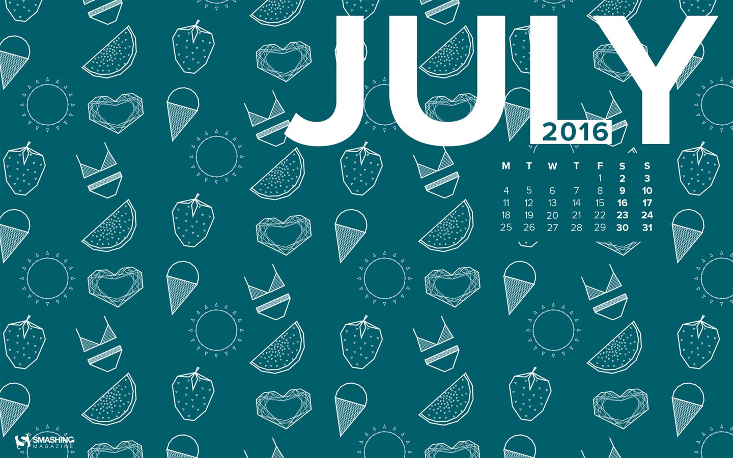 Juillet 2016 calendrier fond d'écran (2) #7 - 1440x900