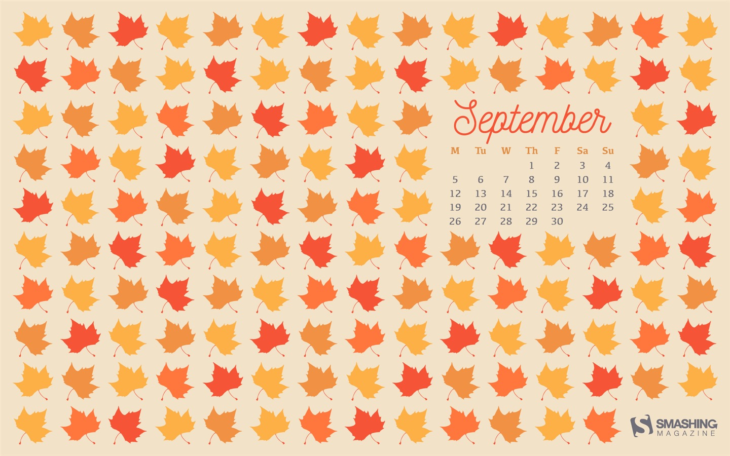 2016年9月 月曆壁紙(二) #9 - 1440x900