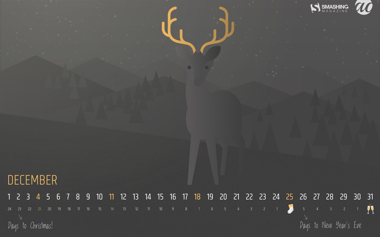 2016年12月クリスマステーマカレンダーの壁紙 (1) #18 - 1440x900