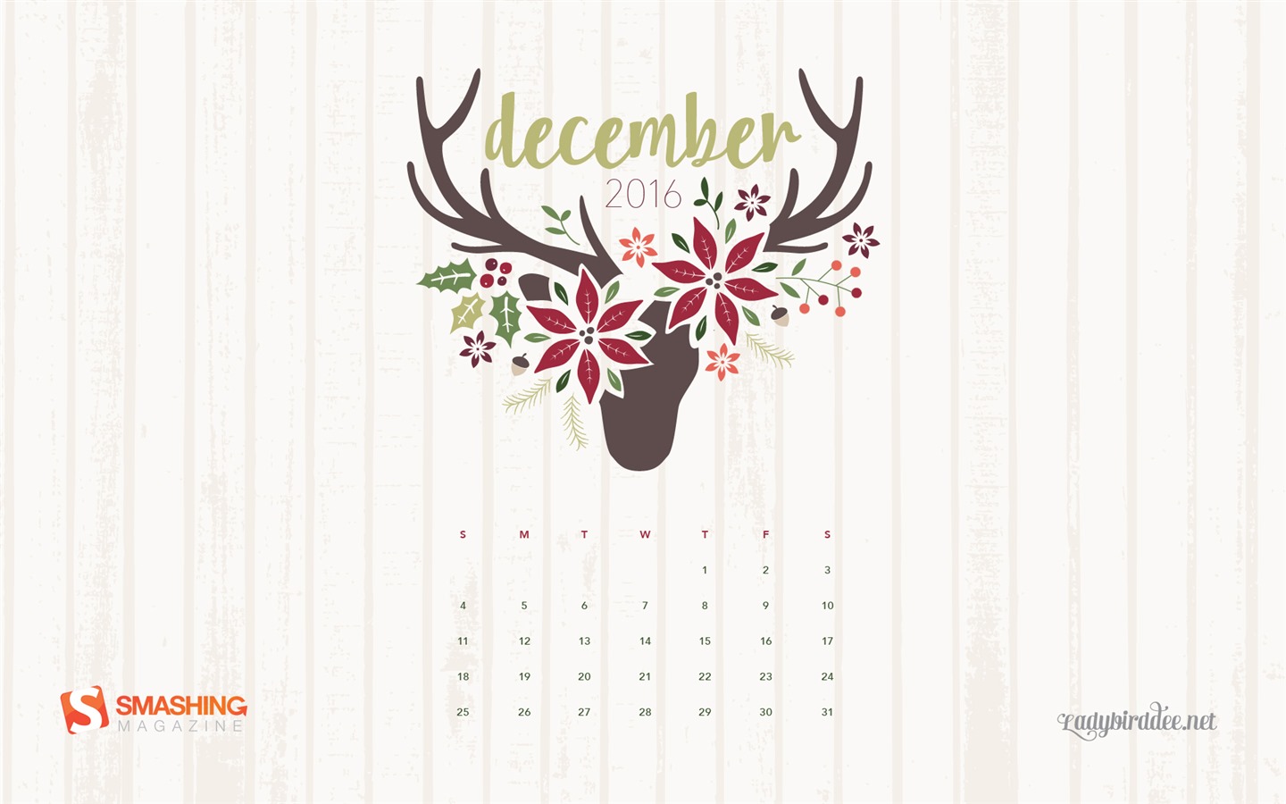 December 2016 Christmas theme calendar wallpaper (1) #28 - 1440x900