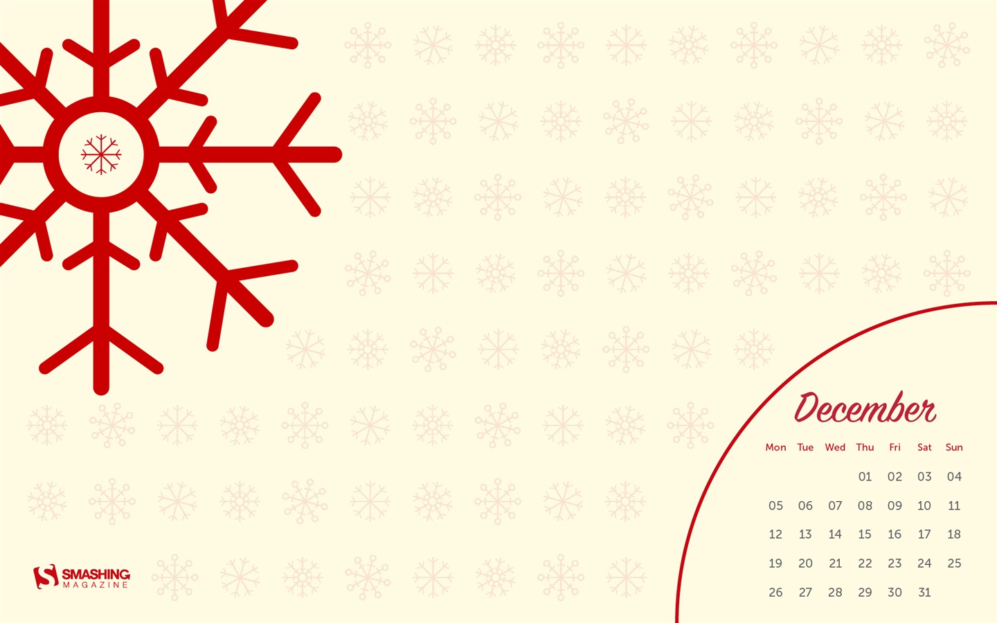 2016年12月 聖誕主題月曆壁紙(二) #4 - 1440x900