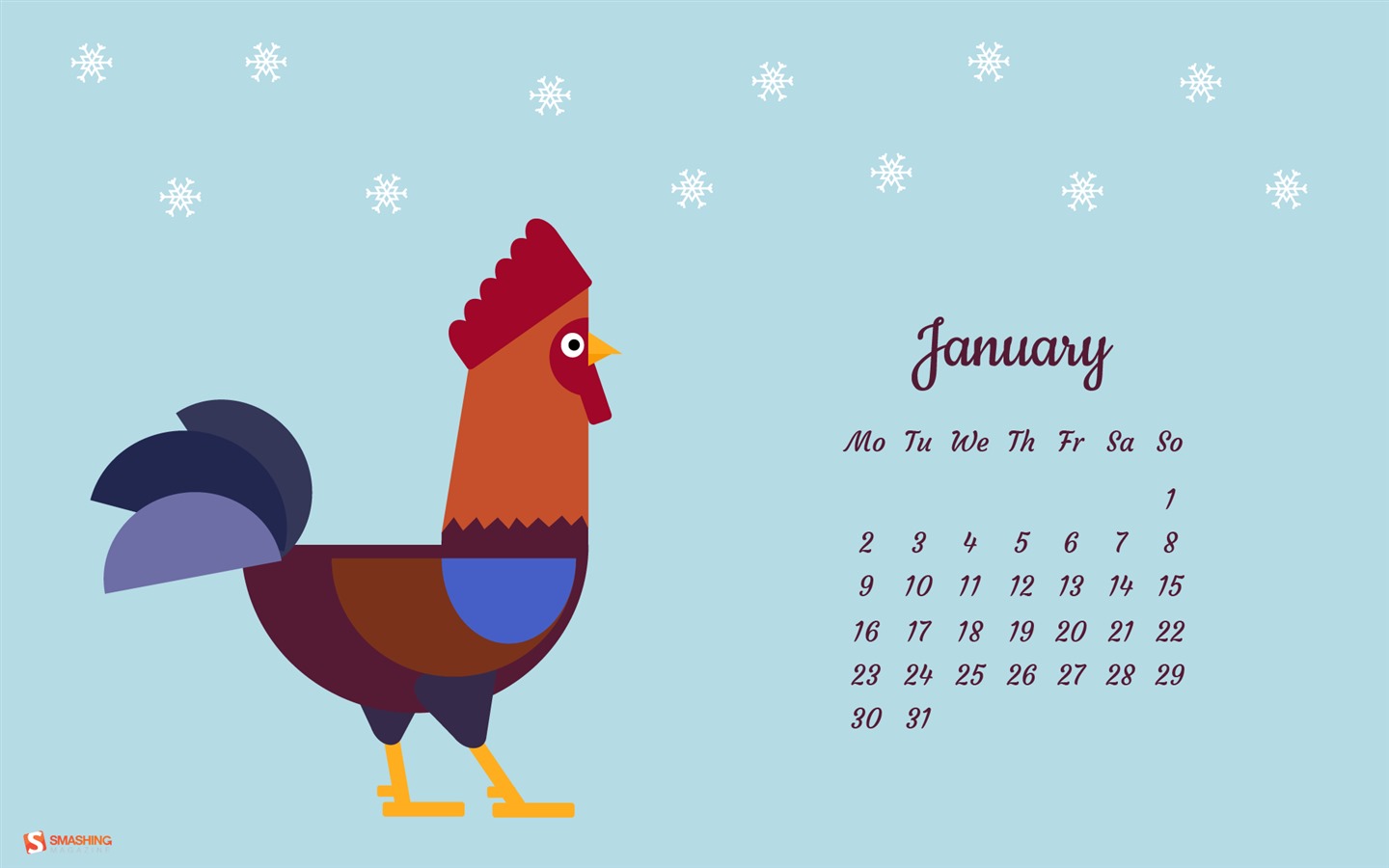 2017年1月のカレンダーの壁紙 (2) #15 - 1440x900