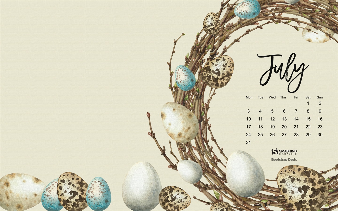 Fondo de escritorio del calendario de julio de 2017 #8 - 1440x900