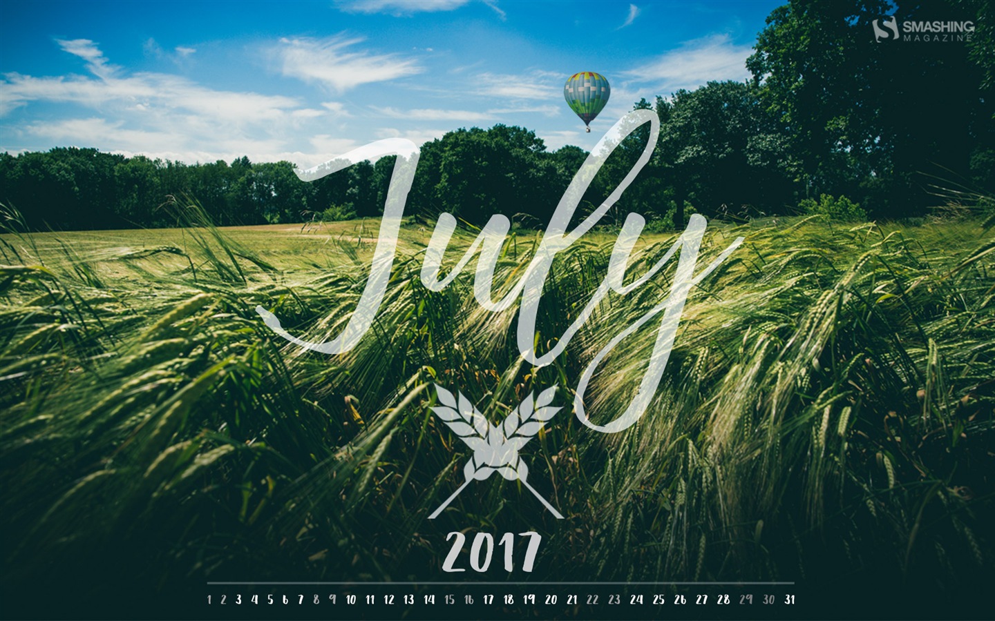 Fondo de escritorio del calendario de julio de 2017 #10 - 1440x900