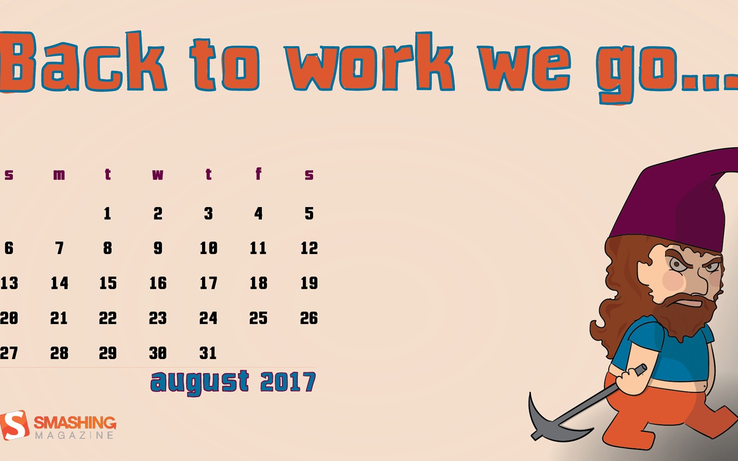 2017年8月 月曆壁紙 #3 - 1440x900